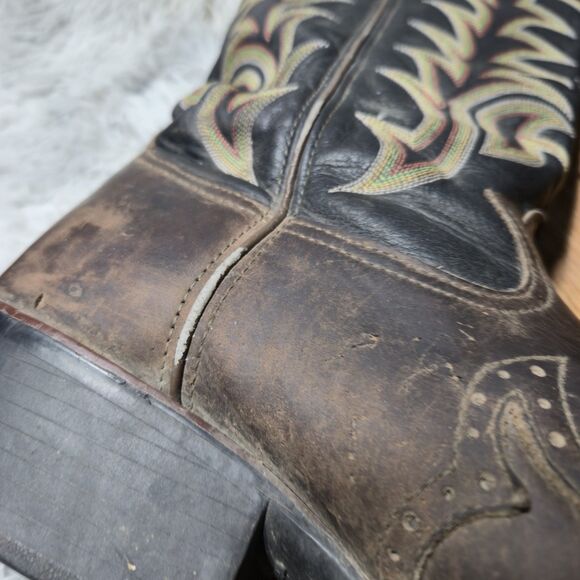 Vintage Tony Lama Mens 13D Buckaroo Leather Western Tall Shaft Embroidered Boots - Picture 14 of 16